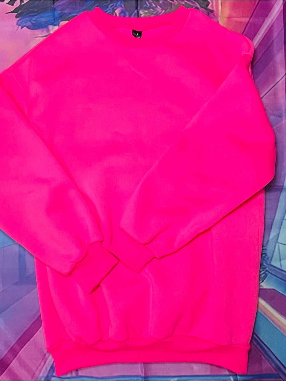 Neon Pink Sweatshirt Dress NWOT - Picture 5 of 5